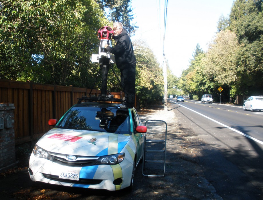Trip photo #3/10 Google Street View car - some leaves and branches got stuck over the camera lens