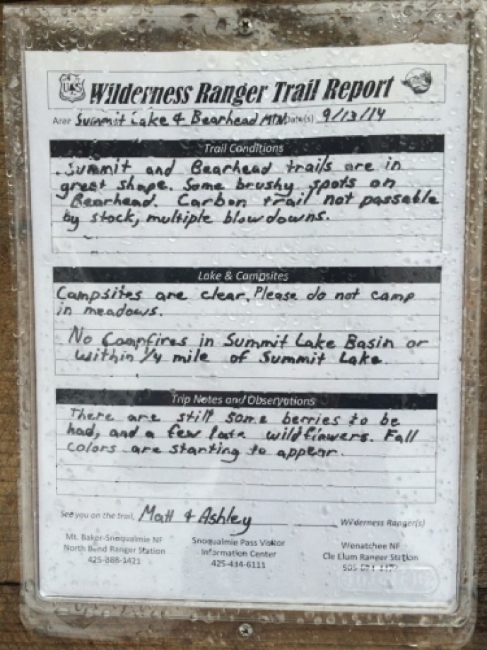 Trip photo #1/19 Funny that the last Ranger report was from SEPTEMBER !!! This is not a well-used trail, evidently :0)