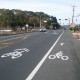 Both sharrow and bike lane markings on Marina Vista