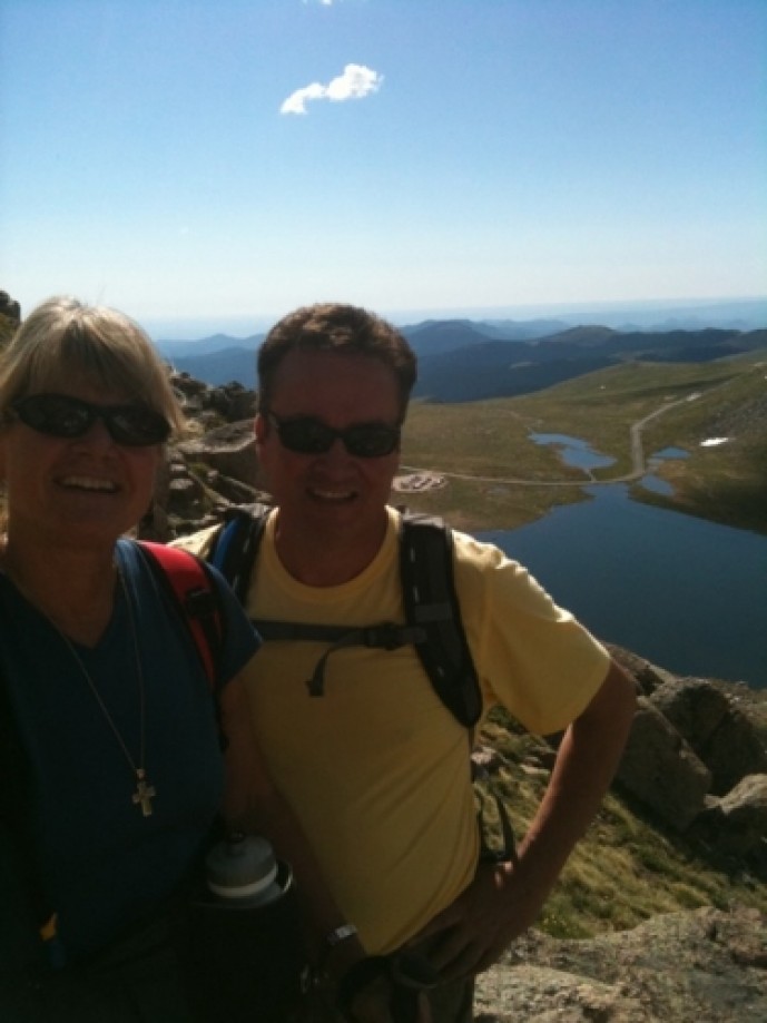 Trip photo #8/39 Beth and Scott. Summit Lake in background.