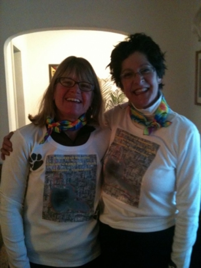 Trip photo #4/16 After race party. Beth and Nilou wearing event t-shirts