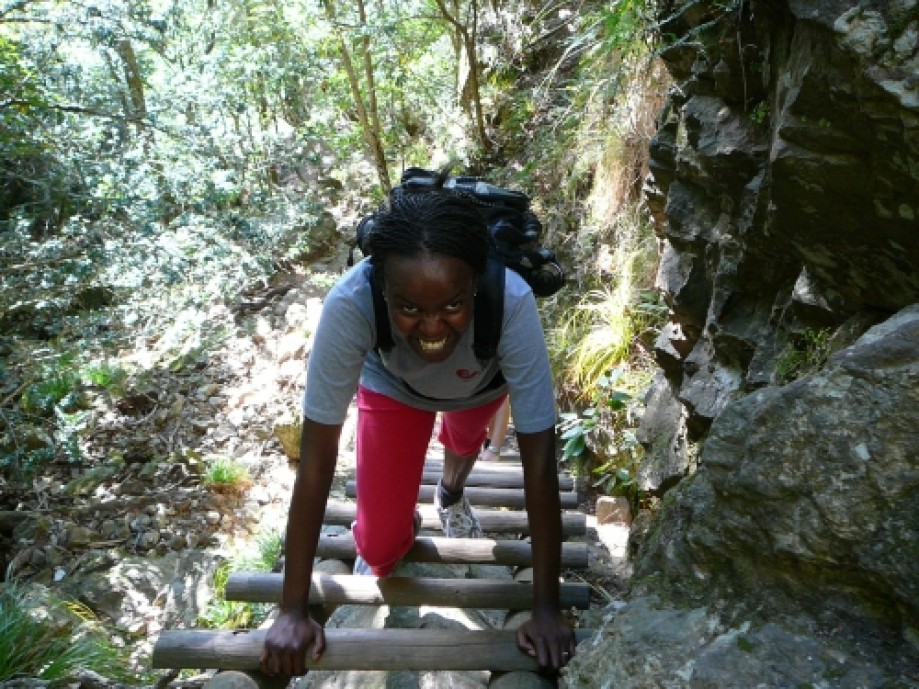 Trip photo #3/16 Anne Marie climbing the ladders.